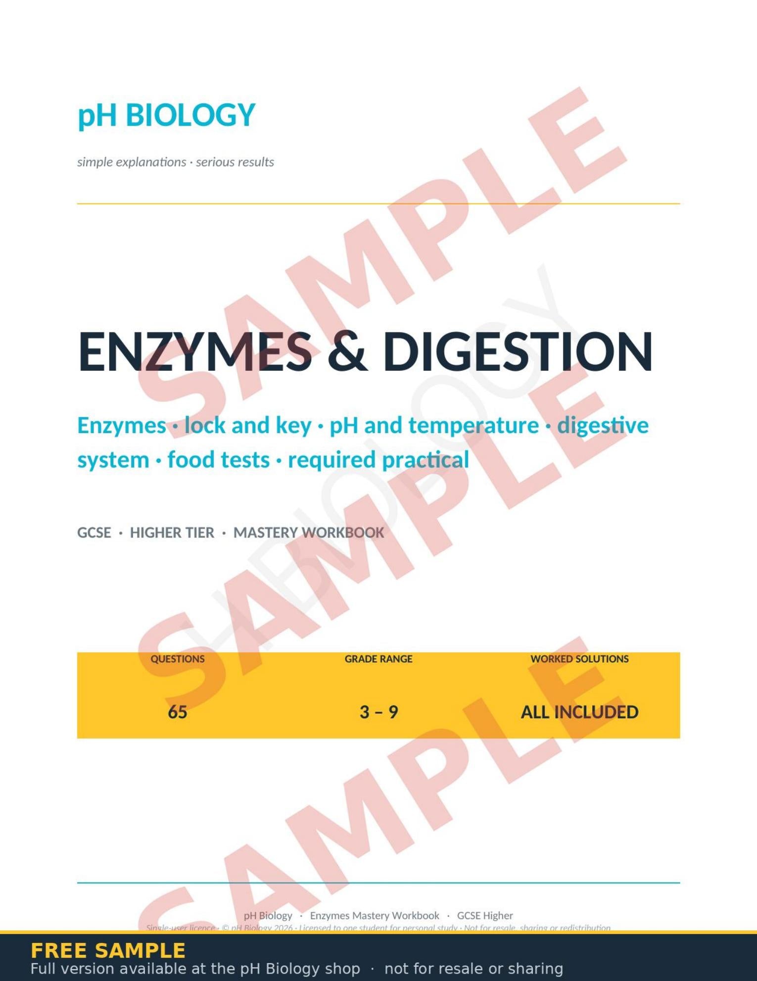 pH Biology · Enzymes & Digestion Mastery Workbook