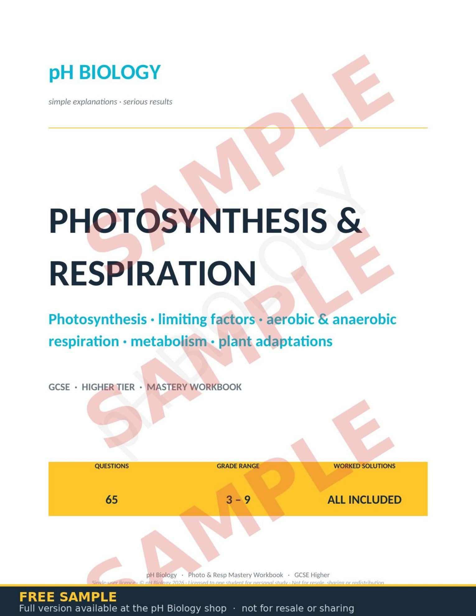 pH Biology · Photosynthesis & Respiration Mastery Workbook