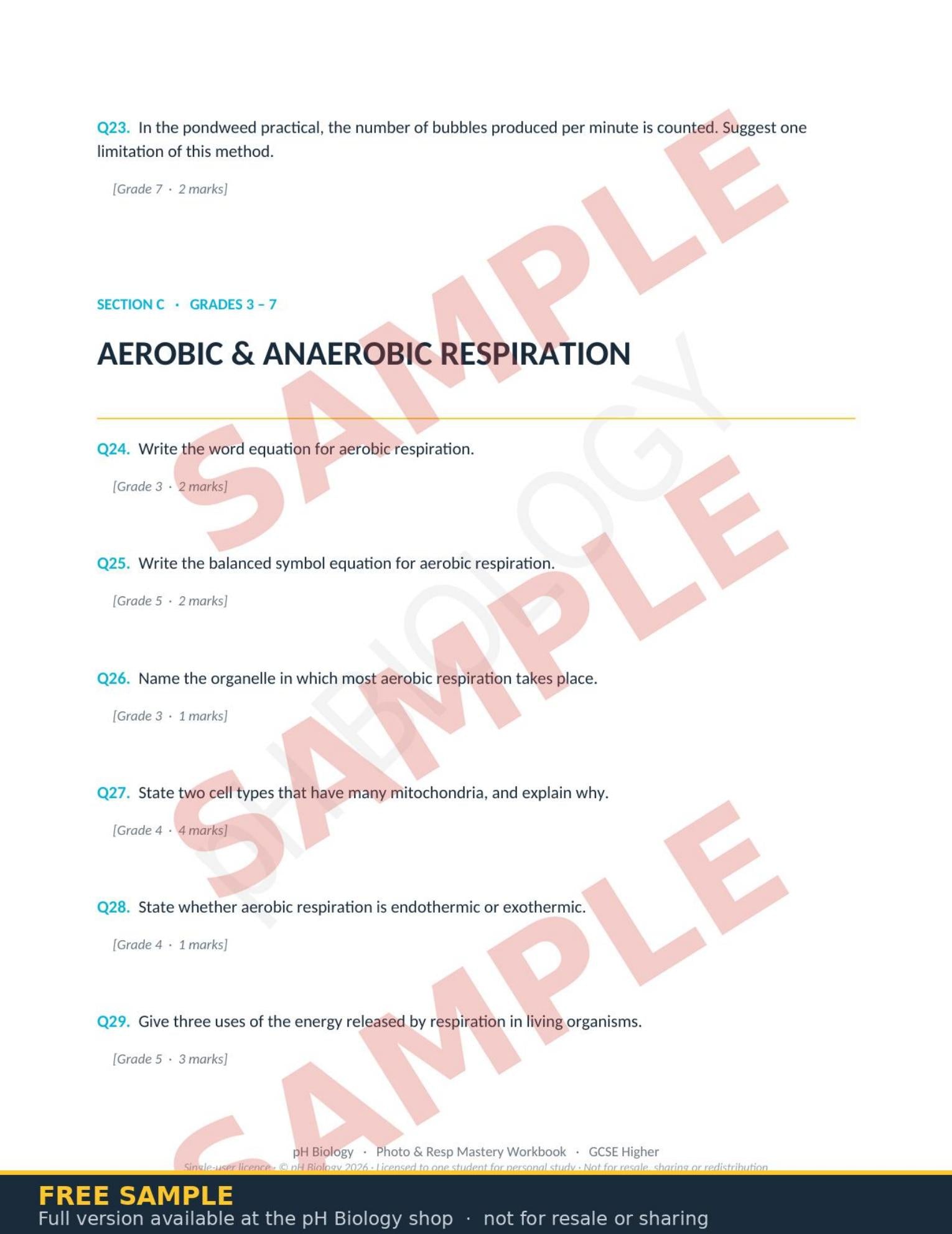 pH Biology · Photosynthesis & Respiration Mastery Workbook