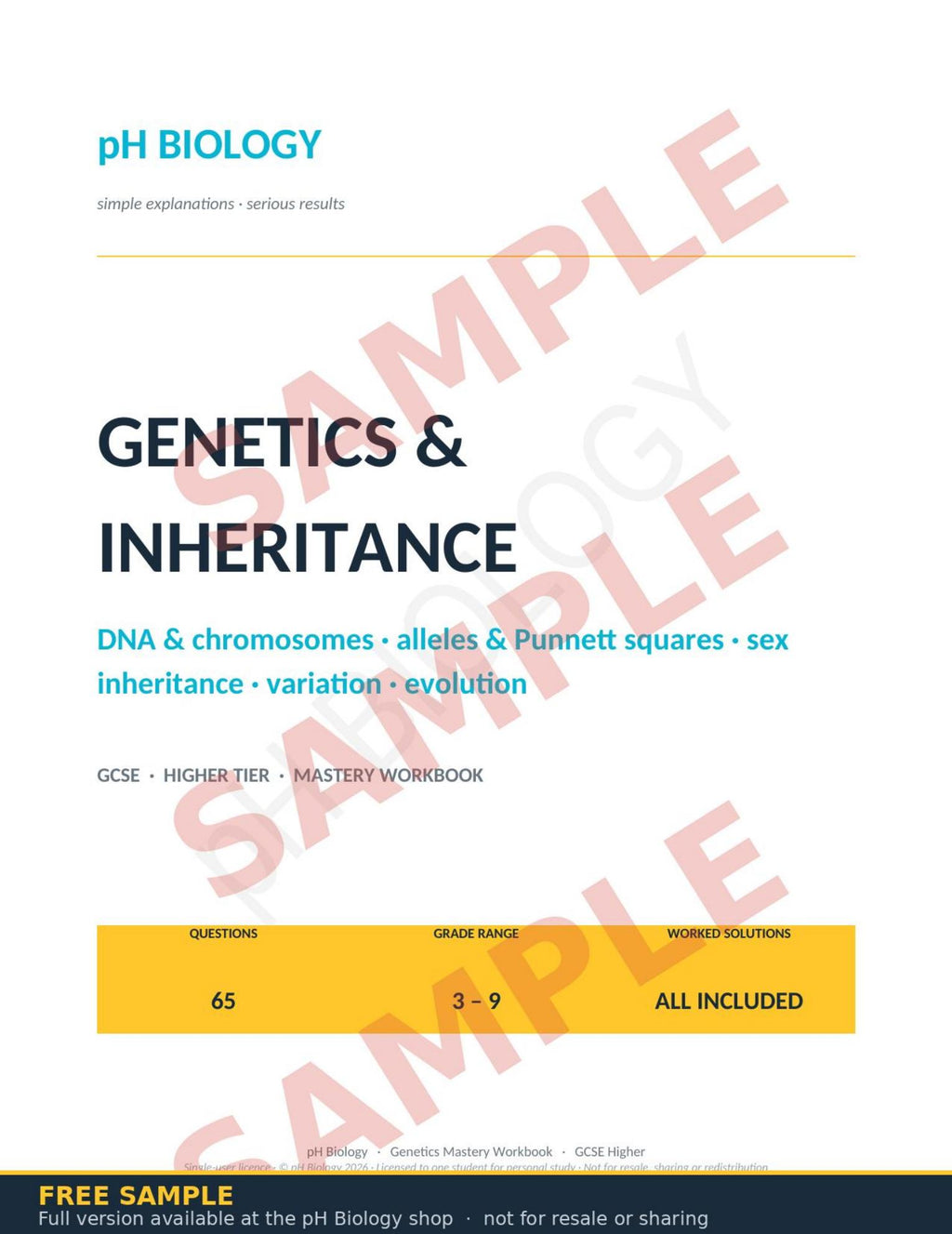pH Biology · Genetics & Inheritance Mastery Workbook