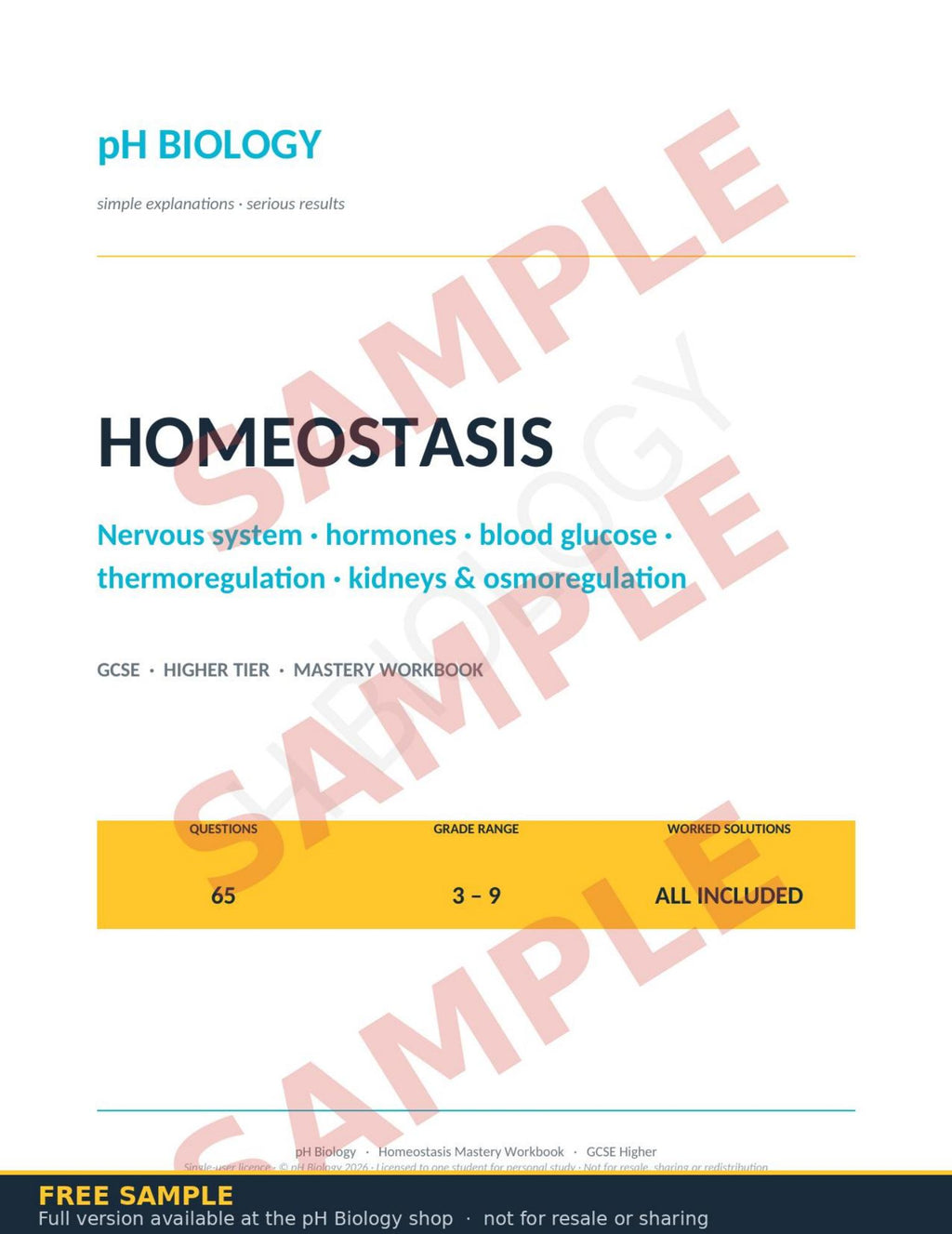 pH Biology · Homeostasis Mastery Workbook