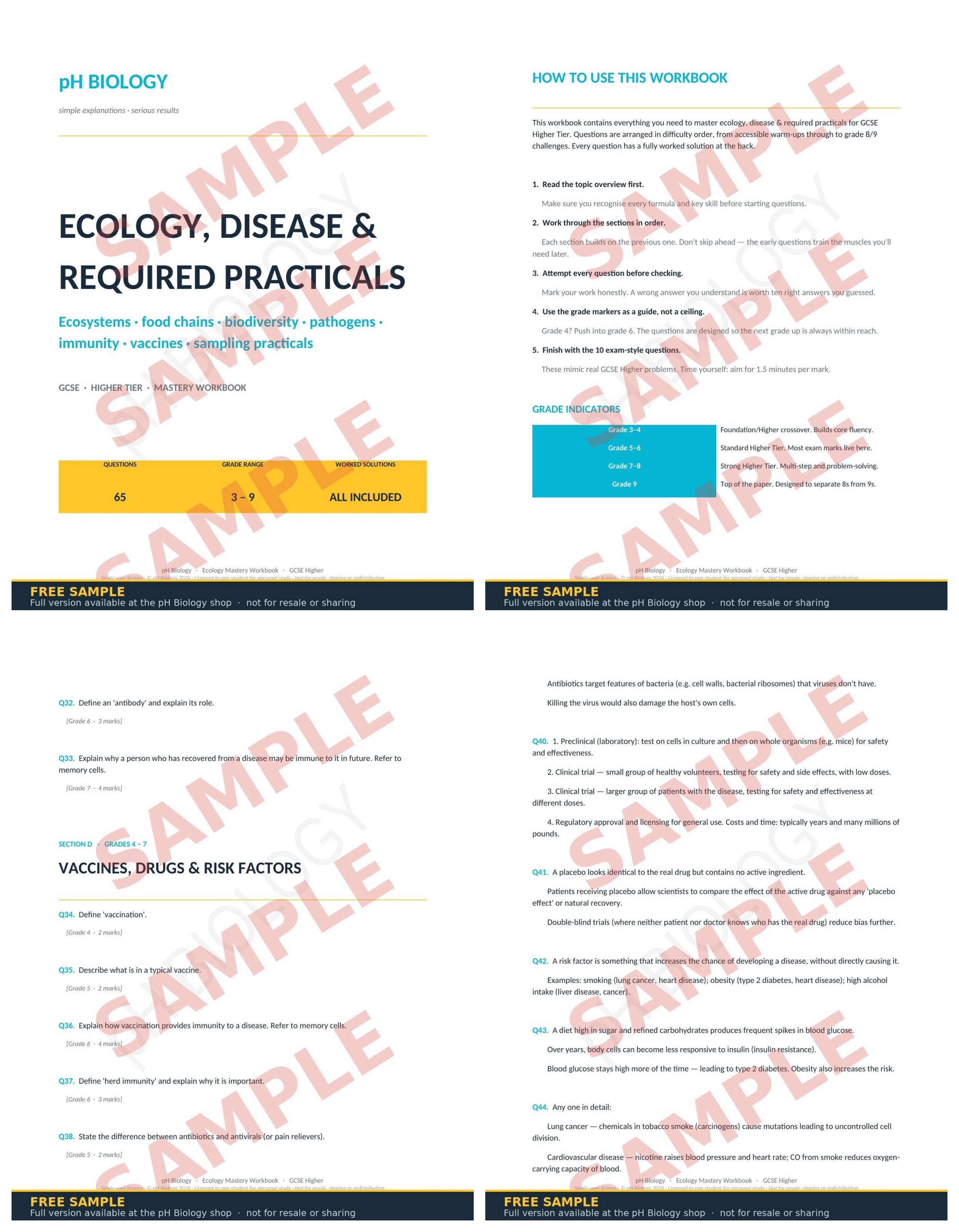 pH Biology · Ecology, Disease & Practicals Mastery Workbook