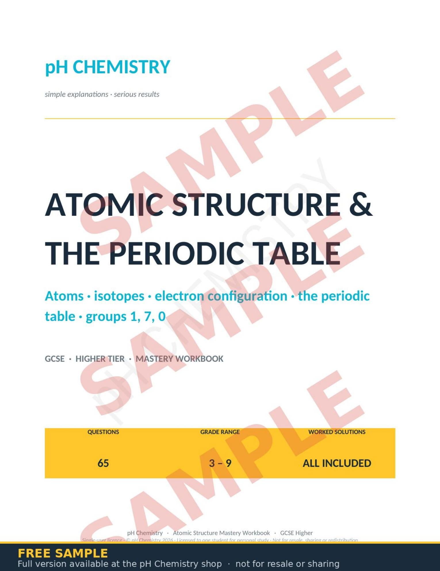 pH Chemistry · Atomic Structure & The Periodic Table Mastery Workbook