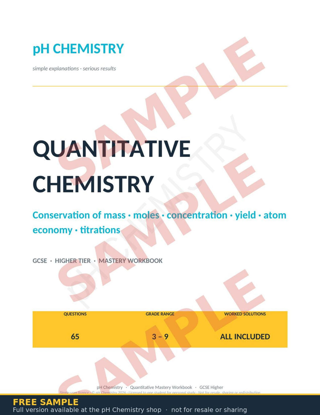 pH Chemistry · Quantitative Chemistry Mastery Workbook