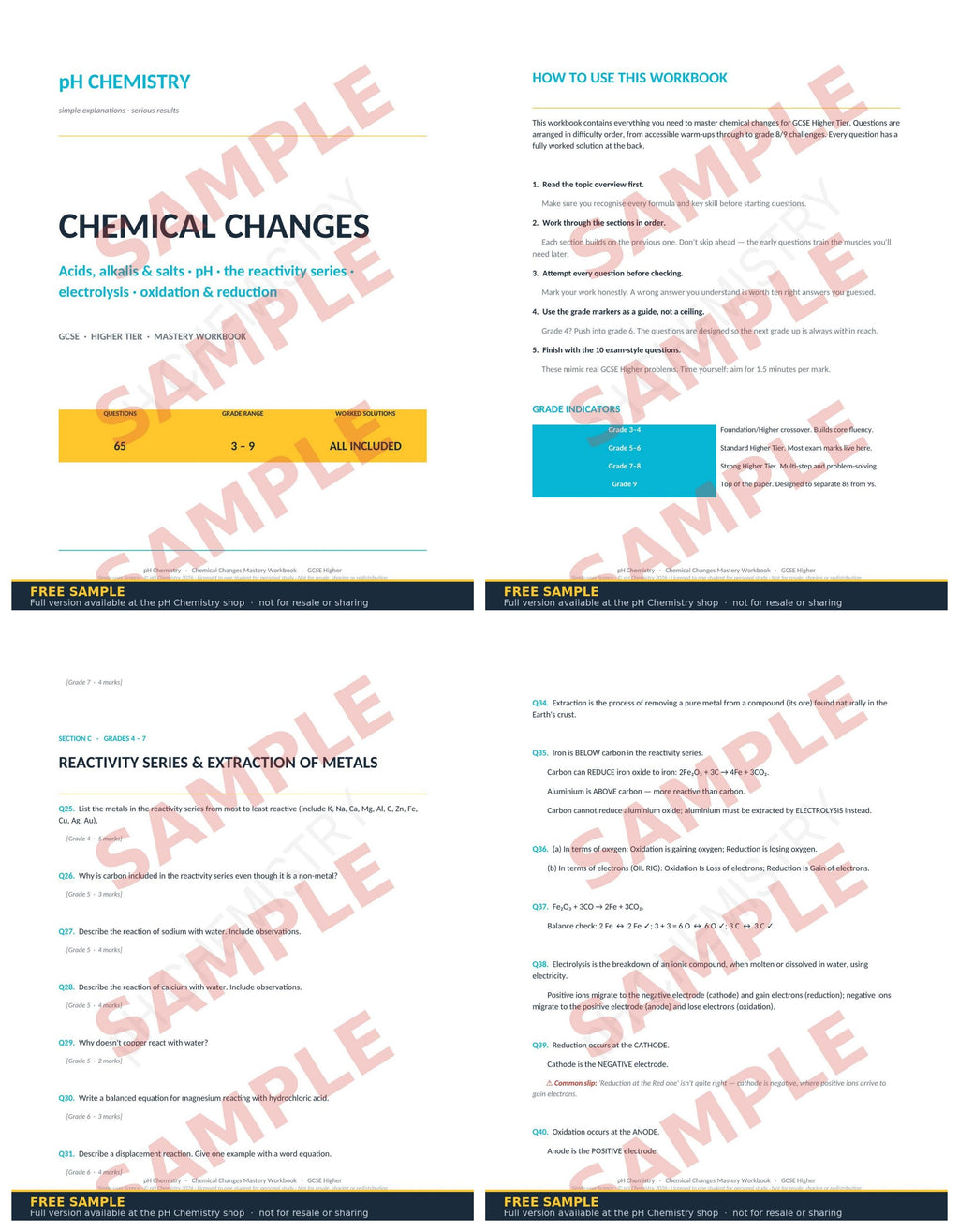 pH Chemistry · Chemical Changes Mastery Workbook