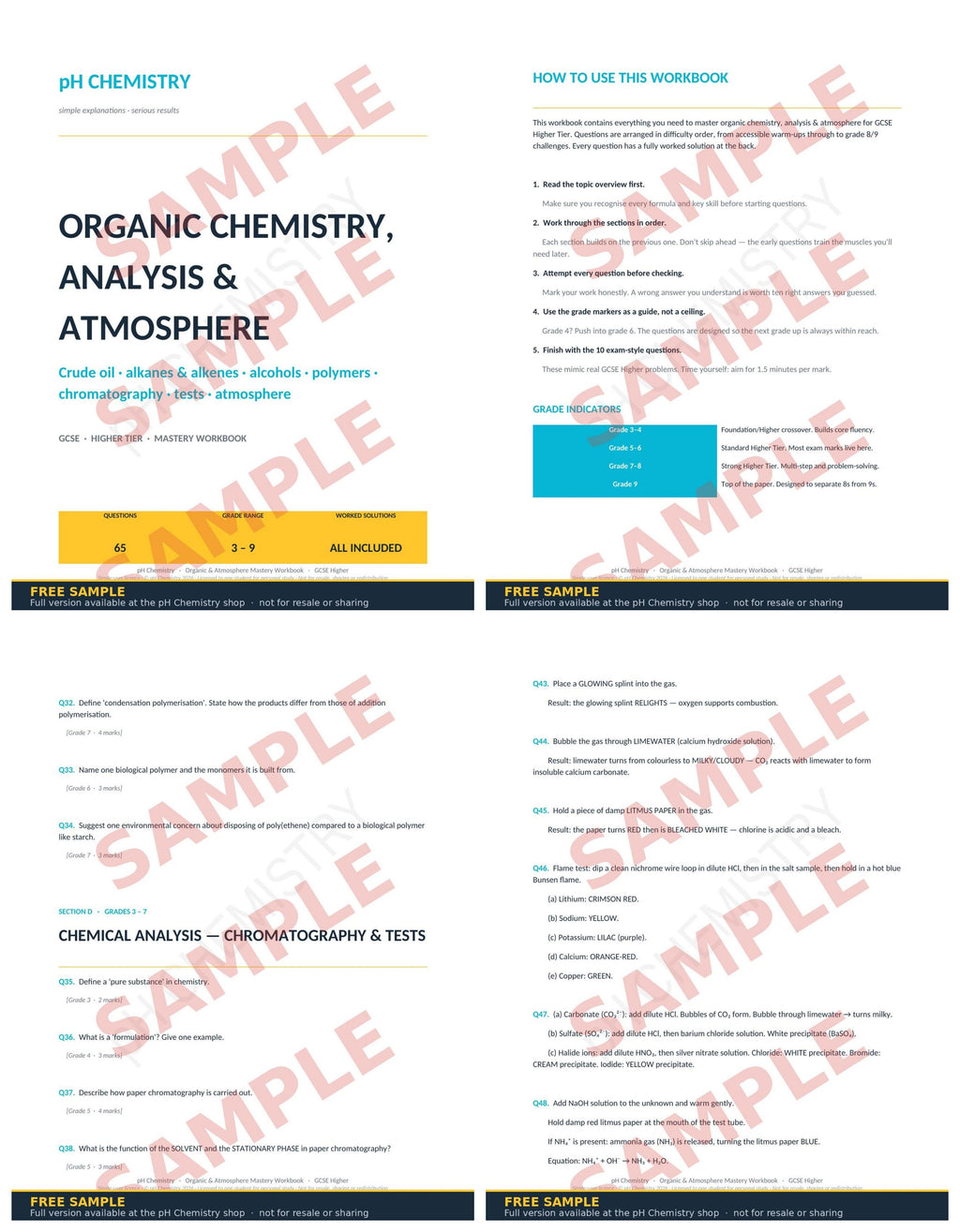 pH Chemistry · Organic Chemistry, Analysis & Atmosphere Mastery Workbook