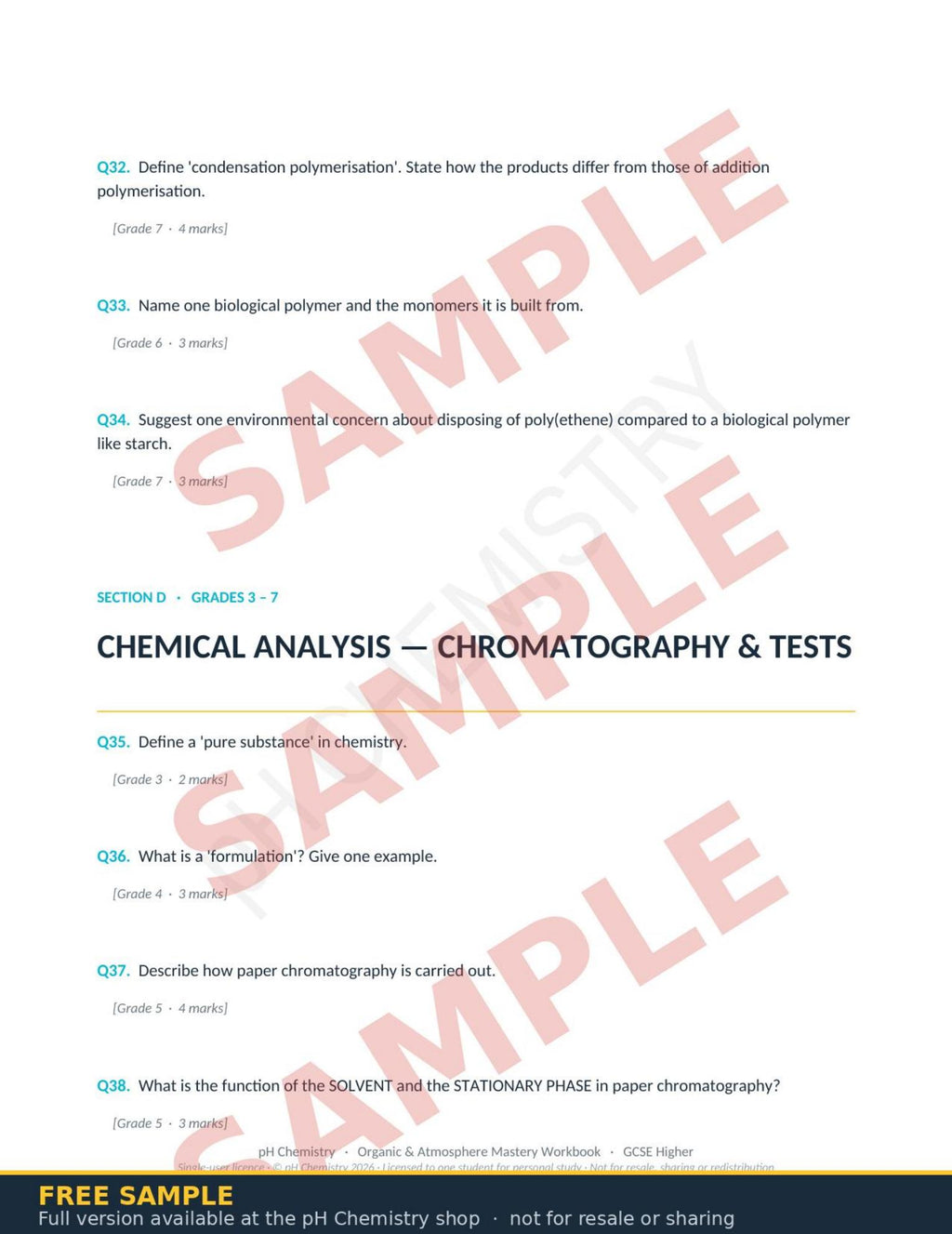pH Chemistry · Organic Chemistry, Analysis & Atmosphere Mastery Workbook