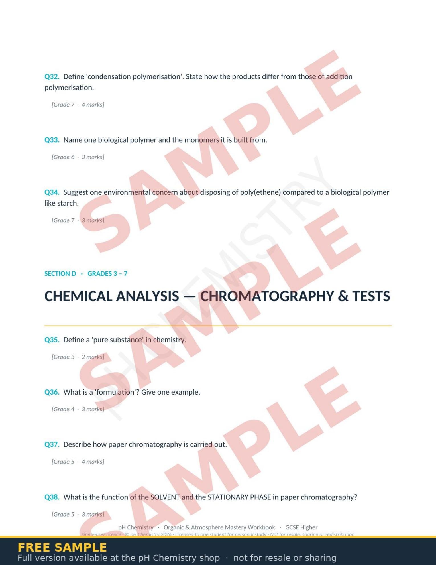 pH Chemistry · Organic Chemistry, Analysis & Atmosphere Mastery Workbook