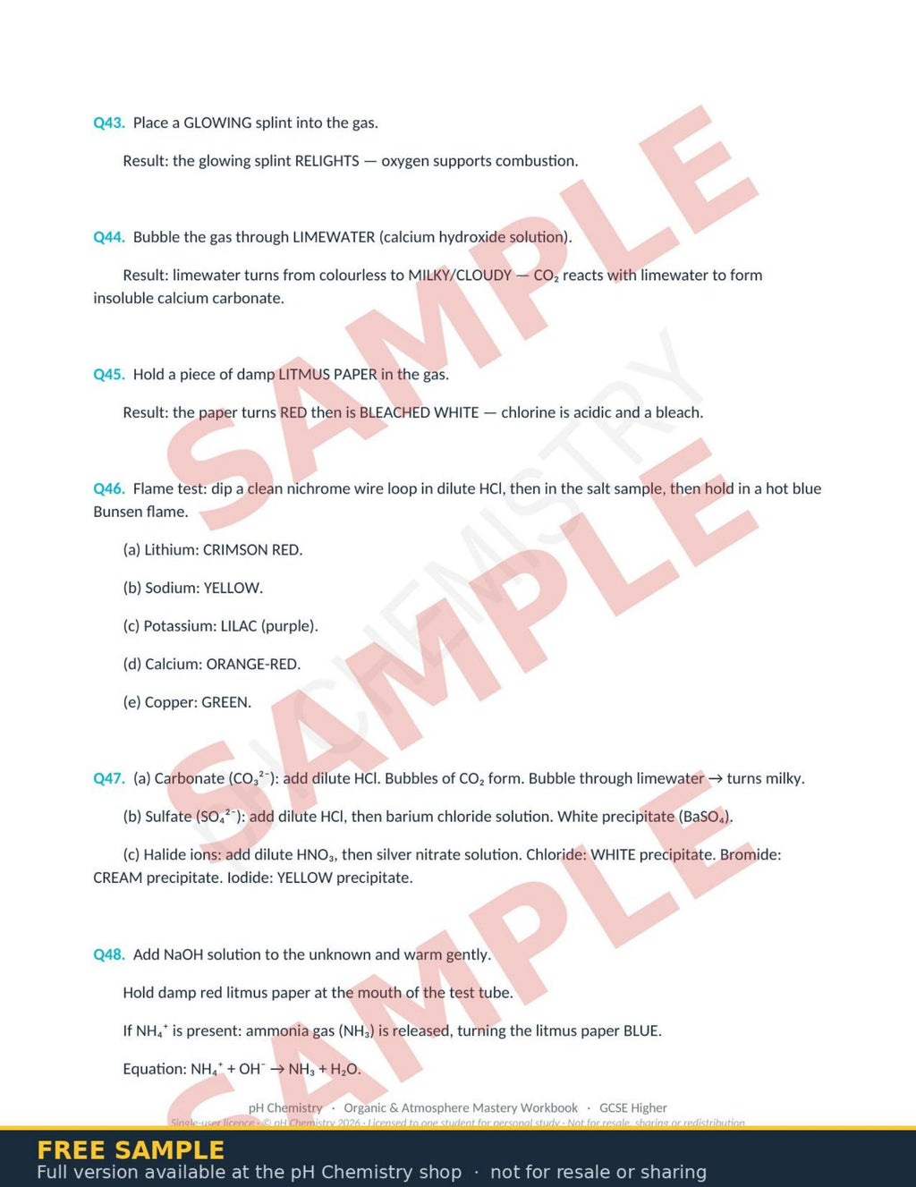 pH Chemistry · Organic Chemistry, Analysis & Atmosphere Mastery Workbook