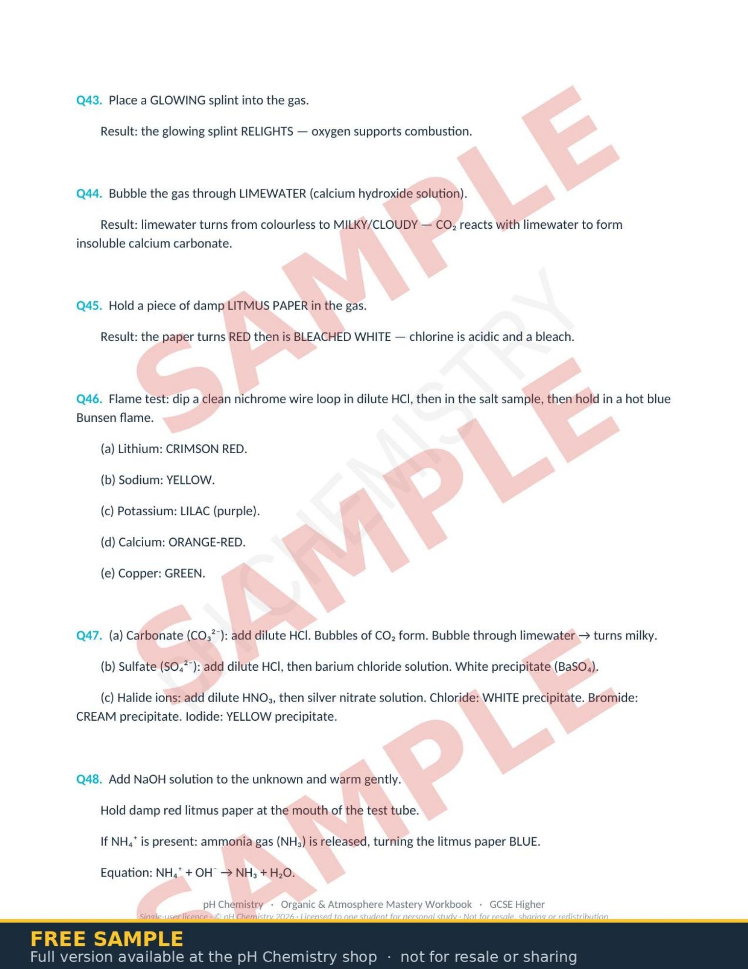 pH Chemistry · Organic Chemistry, Analysis & Atmosphere Mastery Workbook