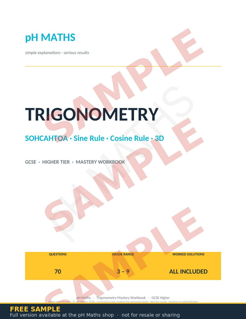 pH Maths · Trigonometry Mastery Workbook