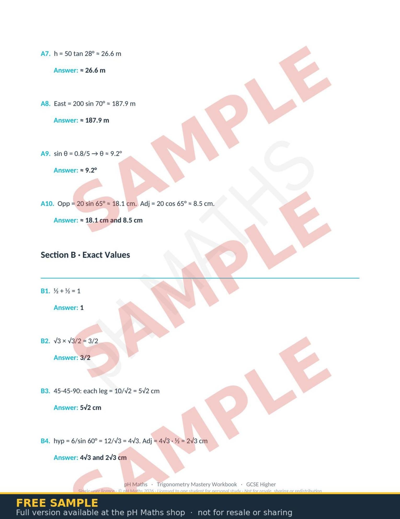pH Maths · Trigonometry Mastery Workbook