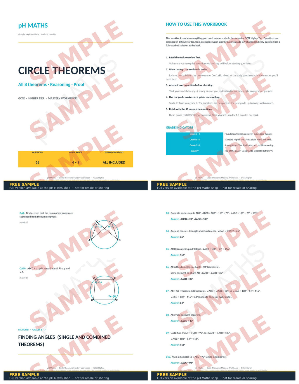 pH Maths · Circle Theorems Mastery Workbook