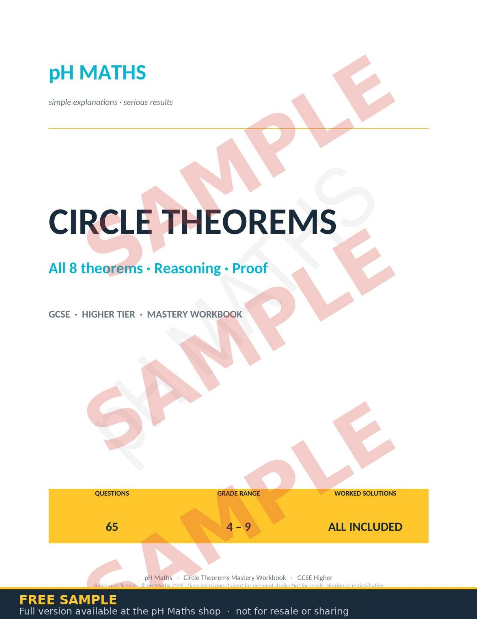 pH Maths · Circle Theorems Mastery Workbook
