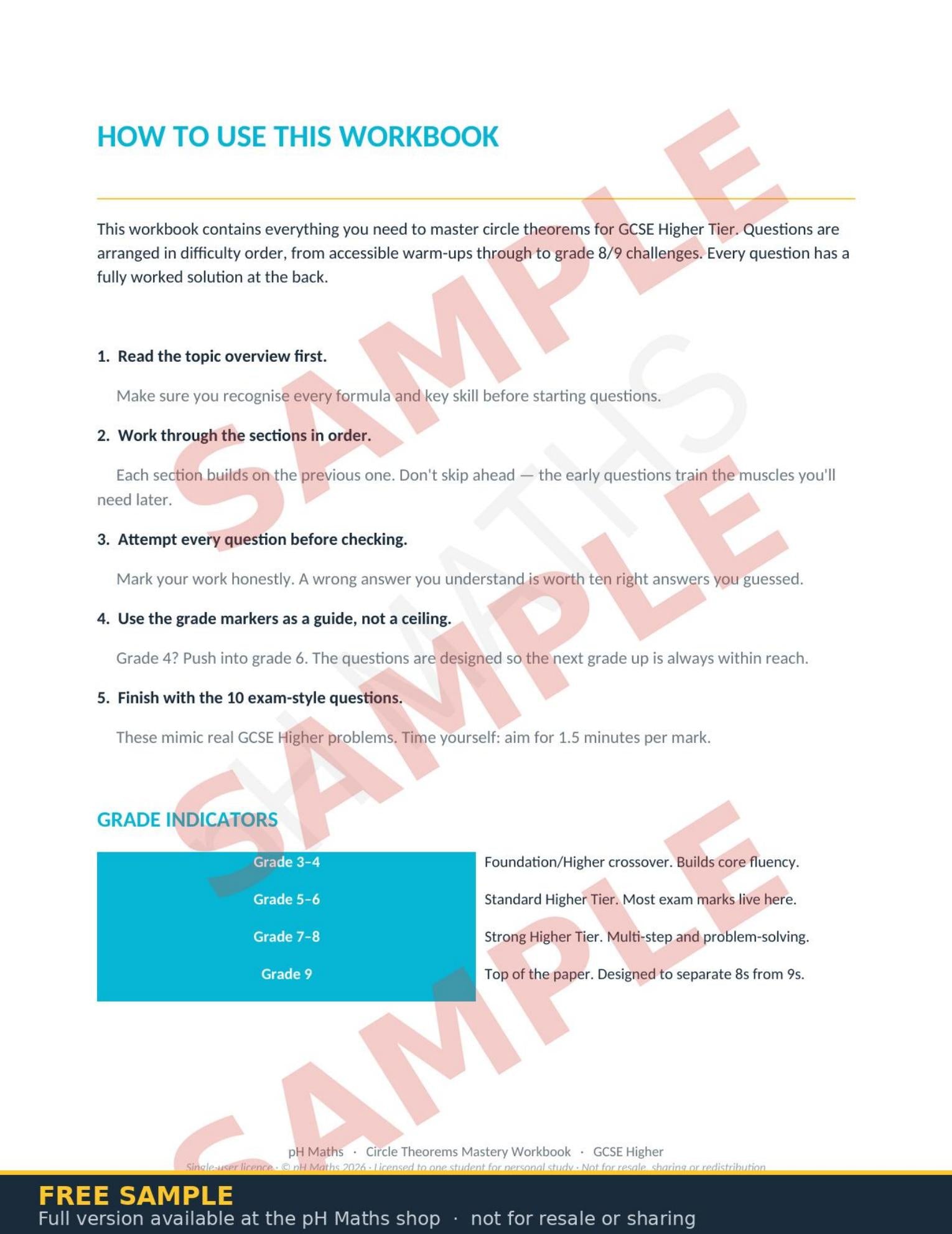 pH Maths · Circle Theorems Mastery Workbook