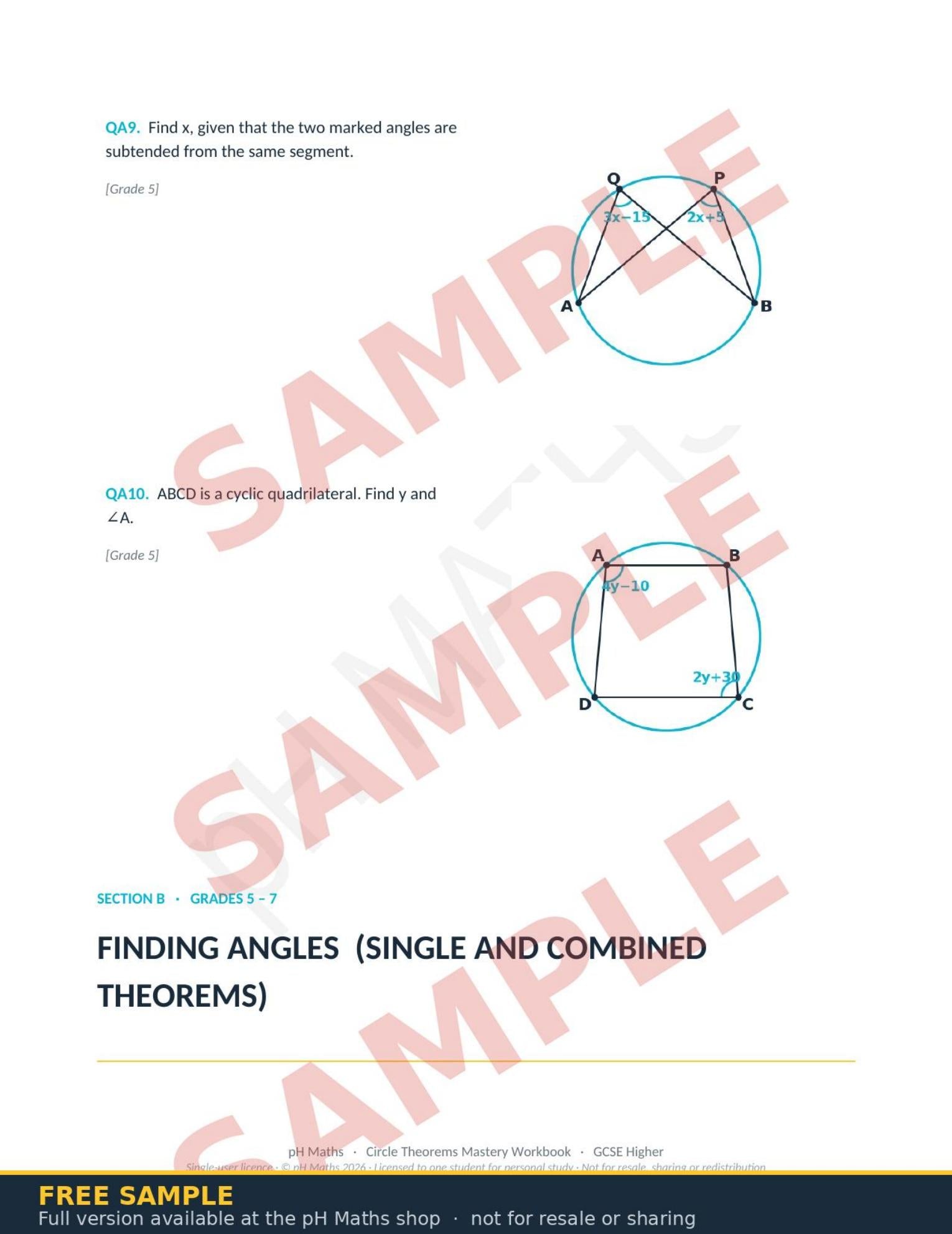pH Maths · Circle Theorems Mastery Workbook