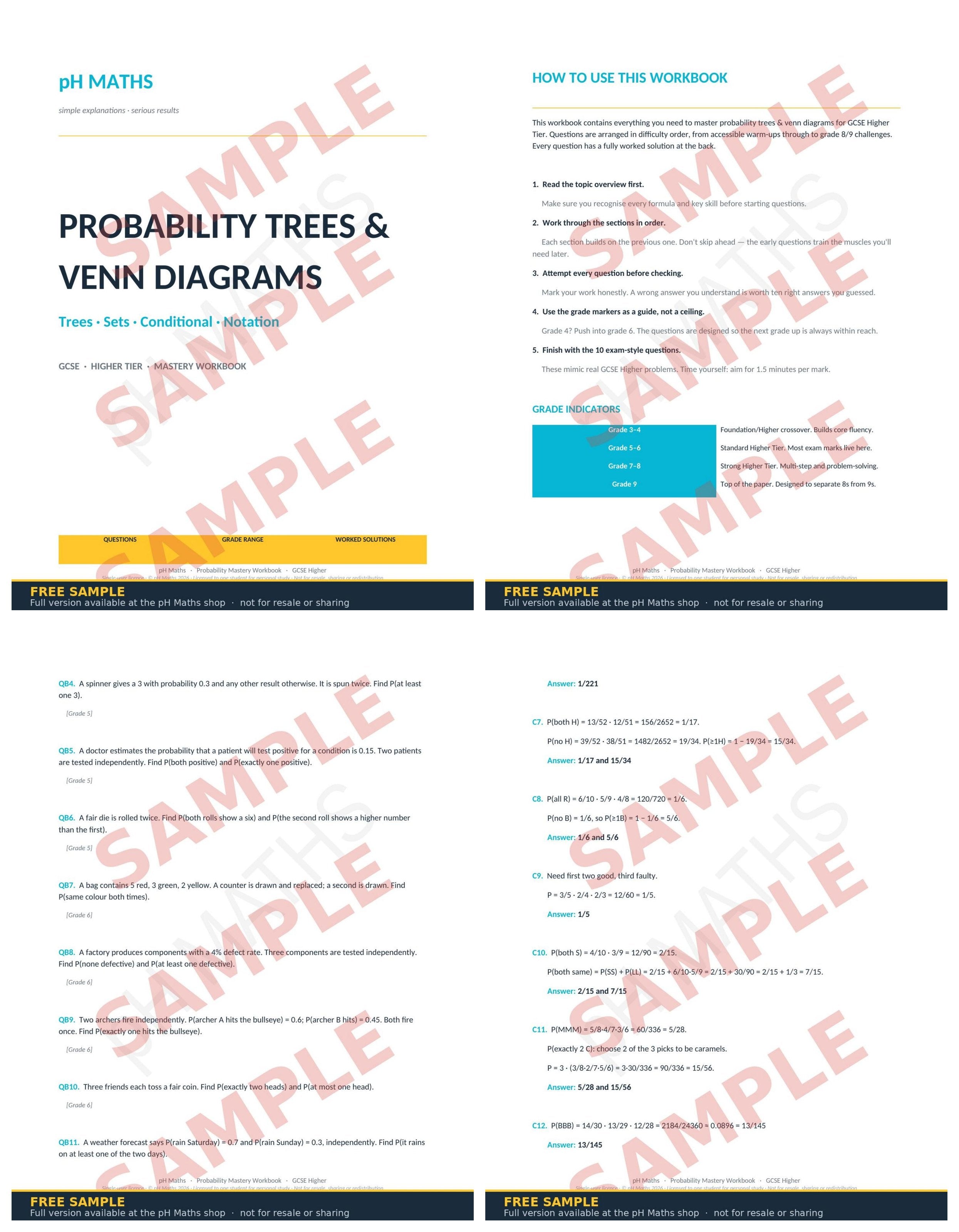 pH Maths · Probability Mastery Workbook