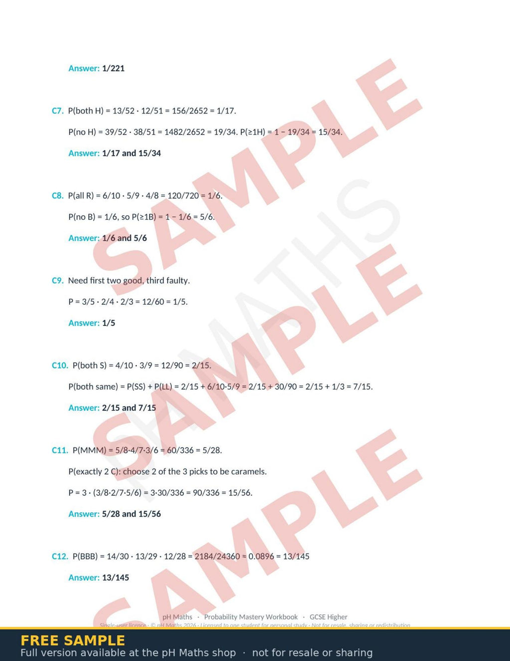 pH Maths · Probability Mastery Workbook