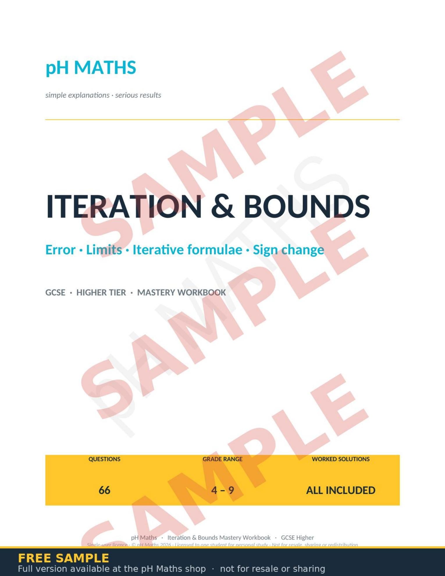 pH Maths · Iteration & Bounds Mastery Workbook