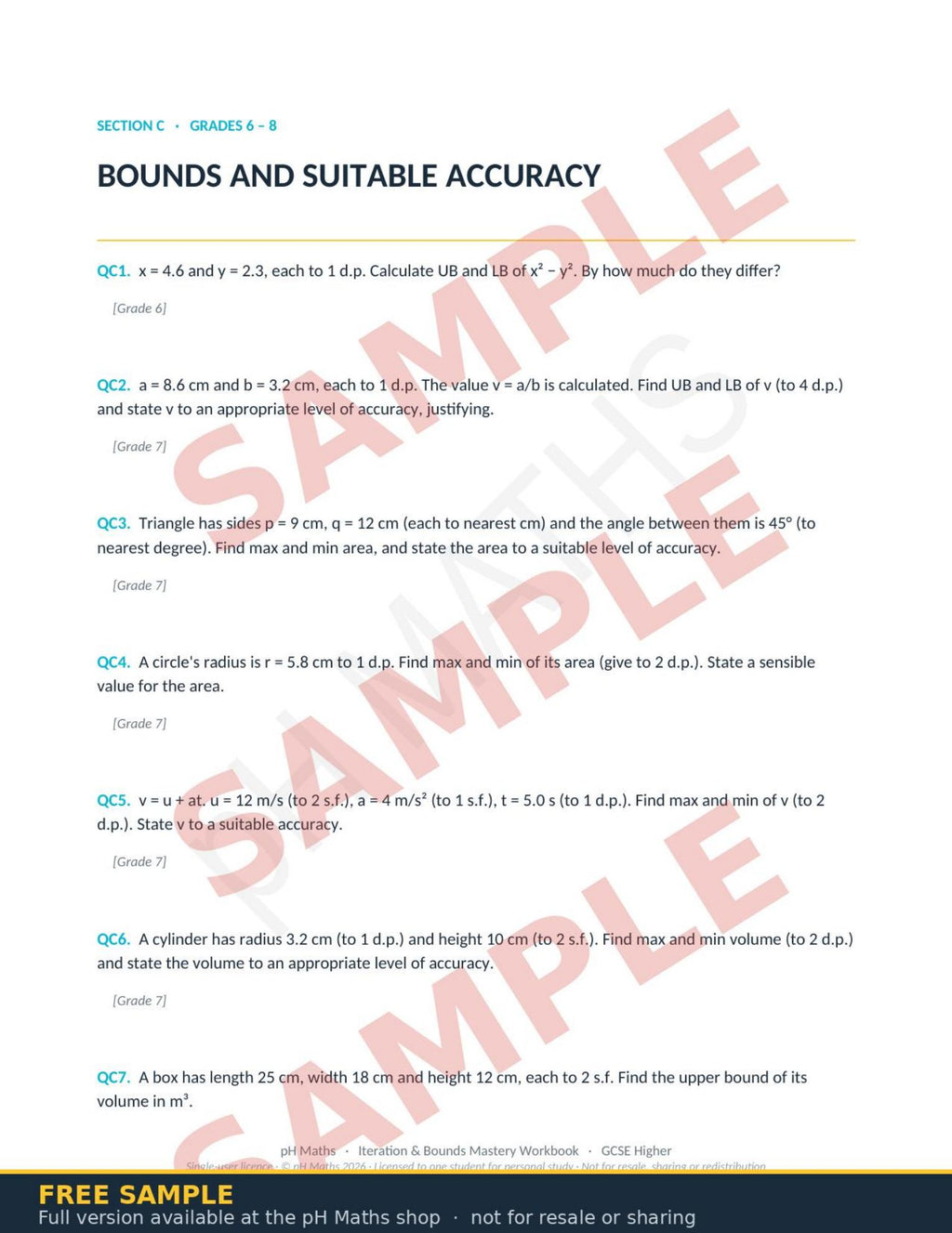 pH Maths · Iteration & Bounds Mastery Workbook