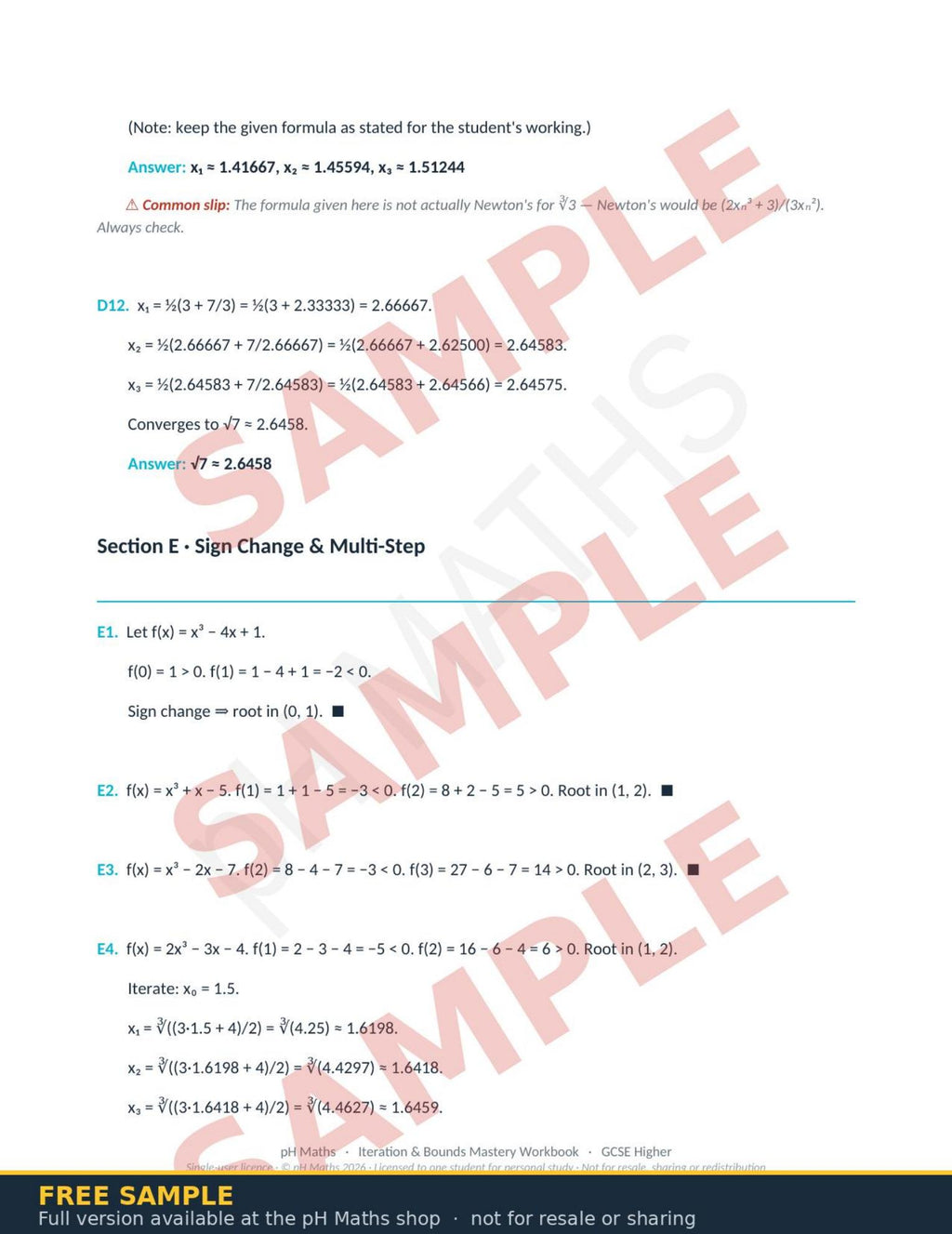pH Maths · Iteration & Bounds Mastery Workbook