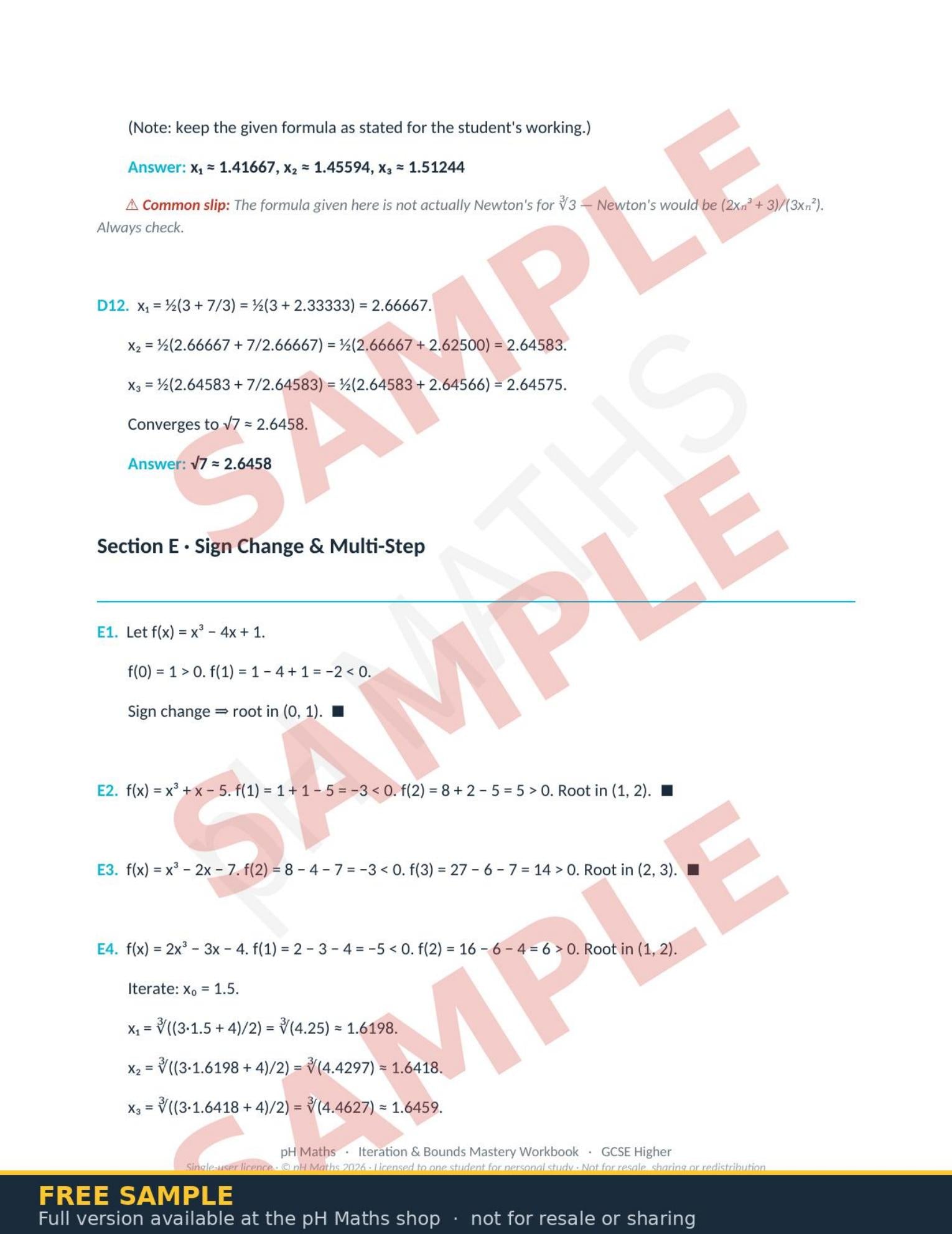 pH Maths · Iteration & Bounds Mastery Workbook