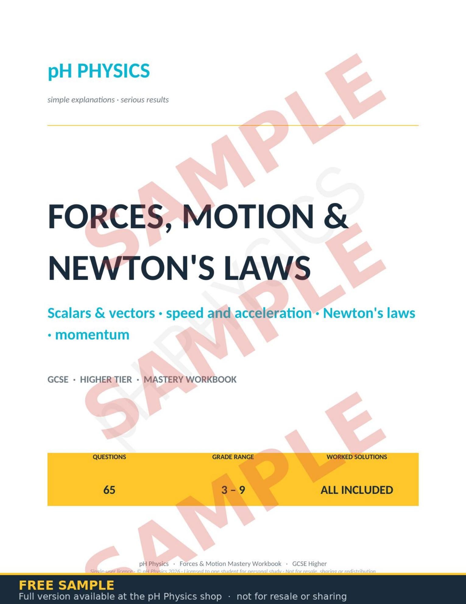 pH Physics · Forces, Motion & Newton's Laws Mastery Workbook