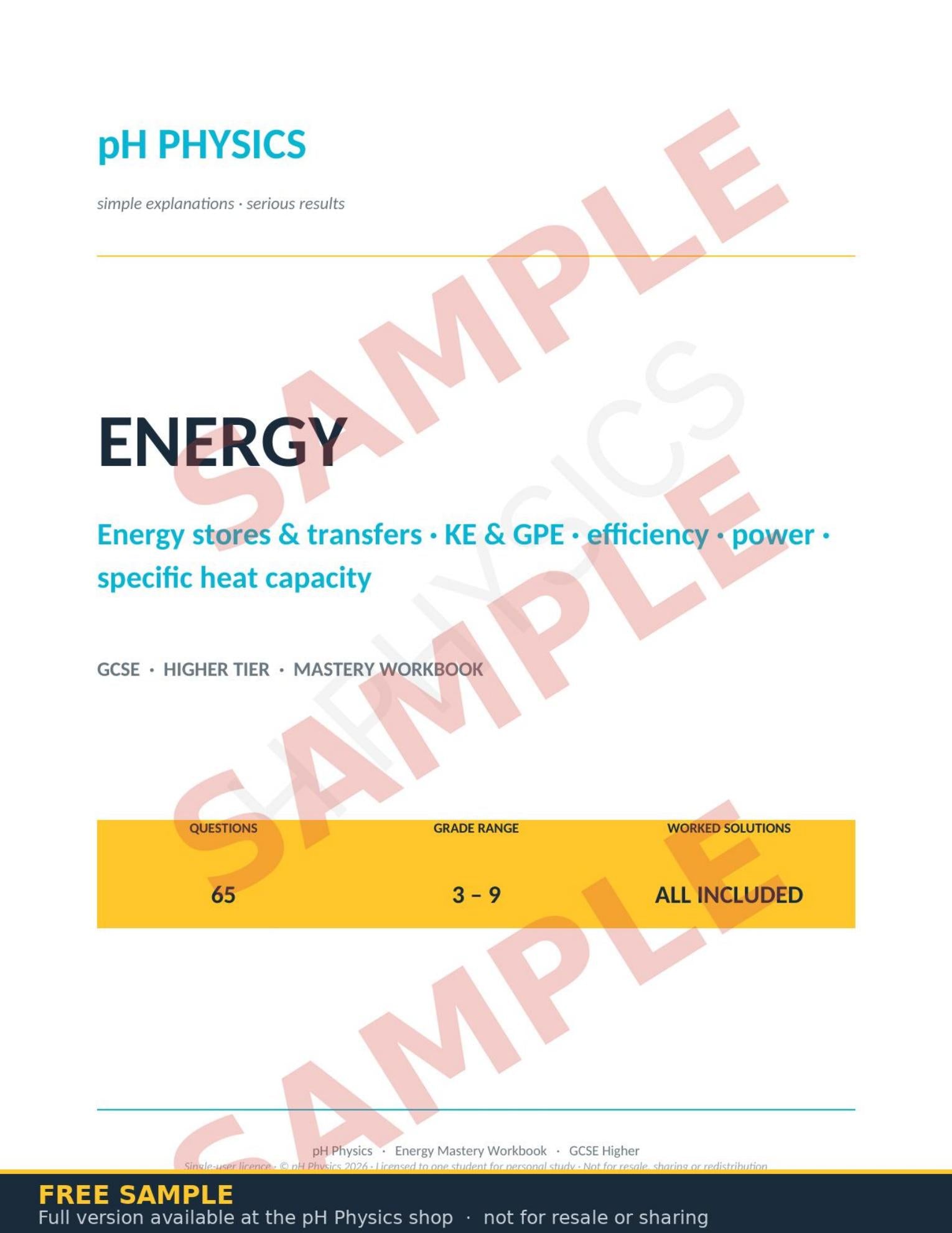 pH Physics · Energy Mastery Workbook