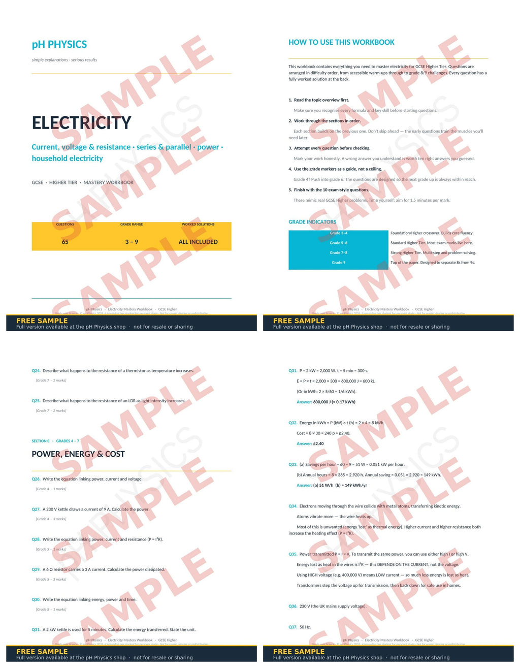 pH Physics · Electricity Mastery Workbook