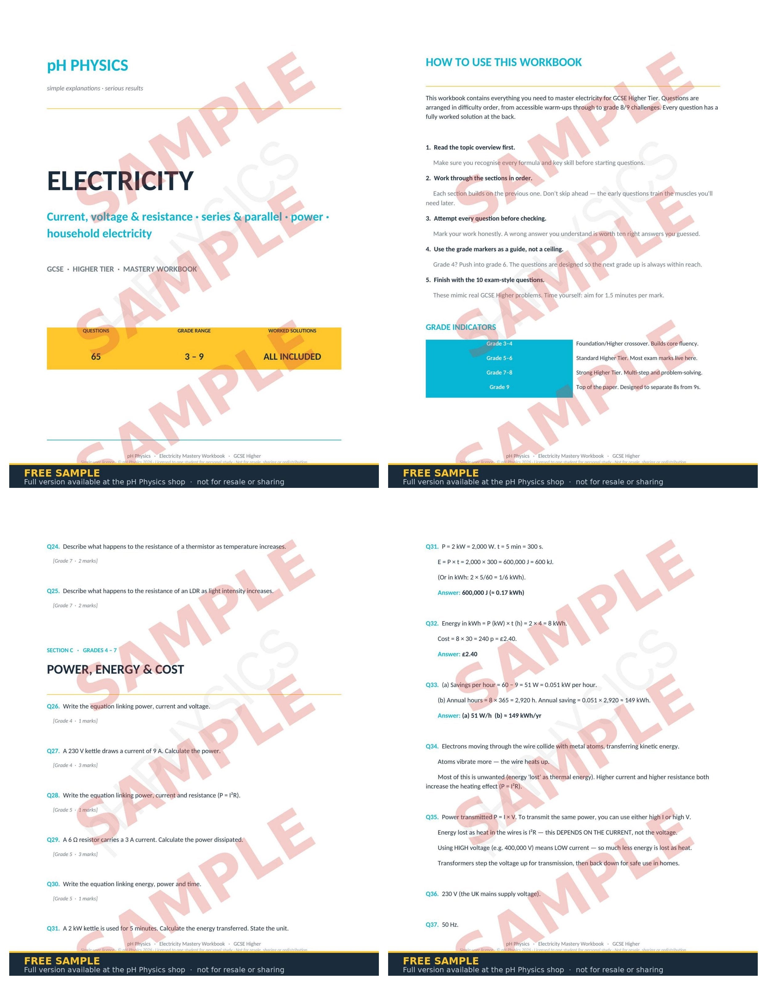 pH Physics · Electricity Mastery Workbook