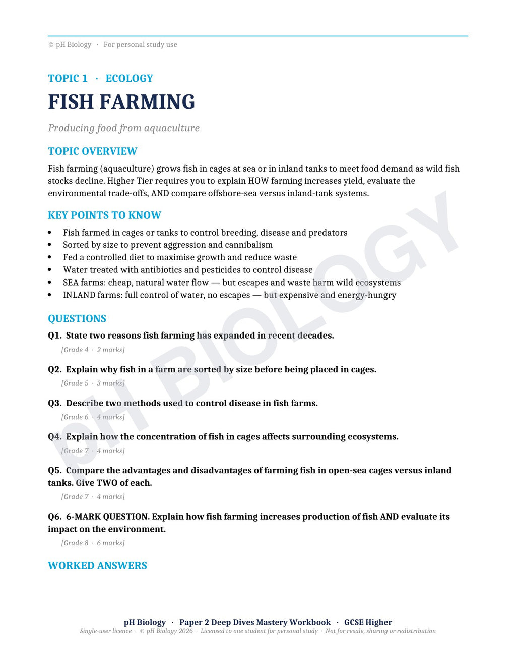 pH Biology · Paper 2 Deep Dives · Mastery Workbook