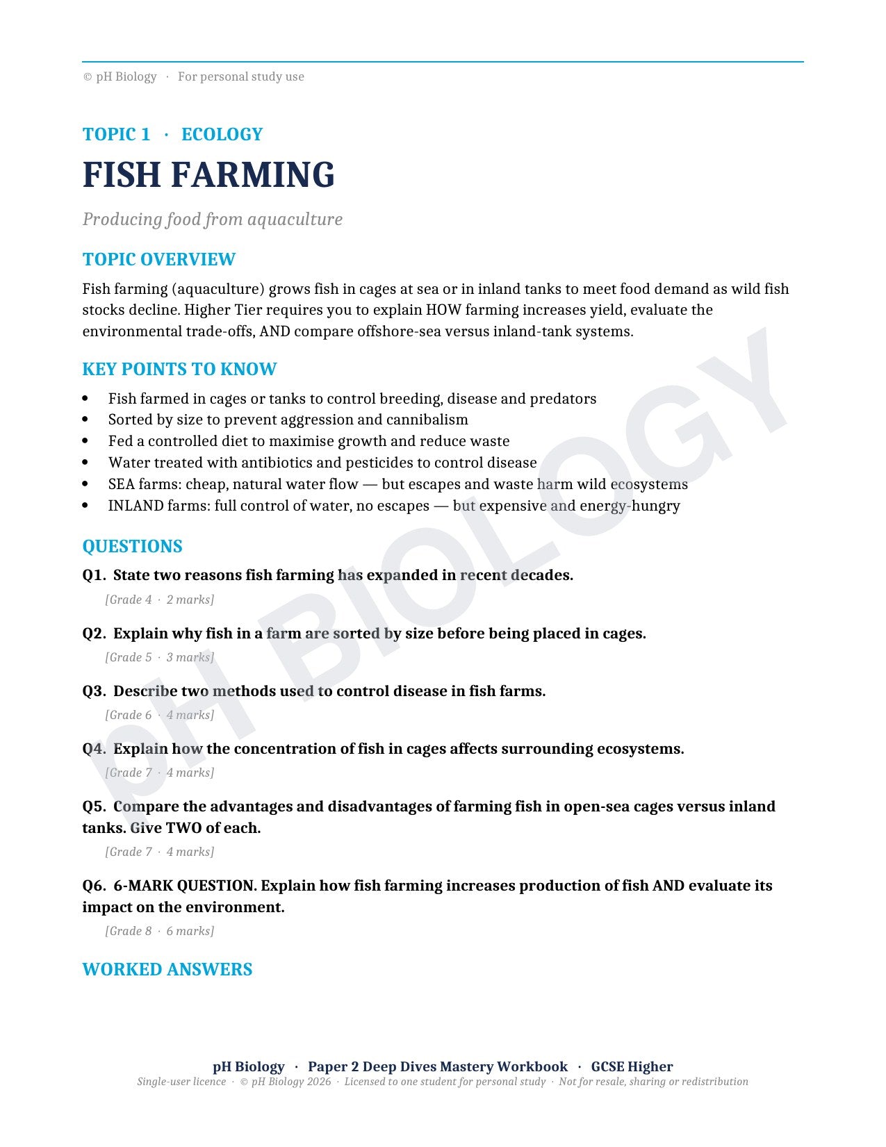 pH Biology · Paper 2 Deep Dives · Mastery Workbook
