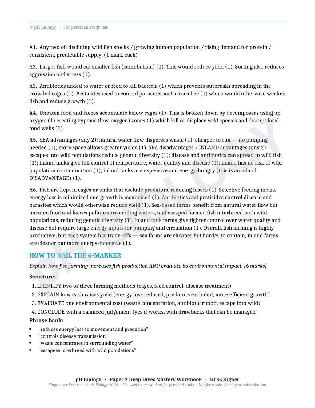 pH Biology · Paper 2 Deep Dives · Mastery Workbook