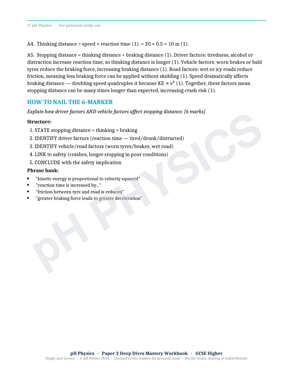 pH Physics · Paper 2 Deep Dives · Mastery Workbook