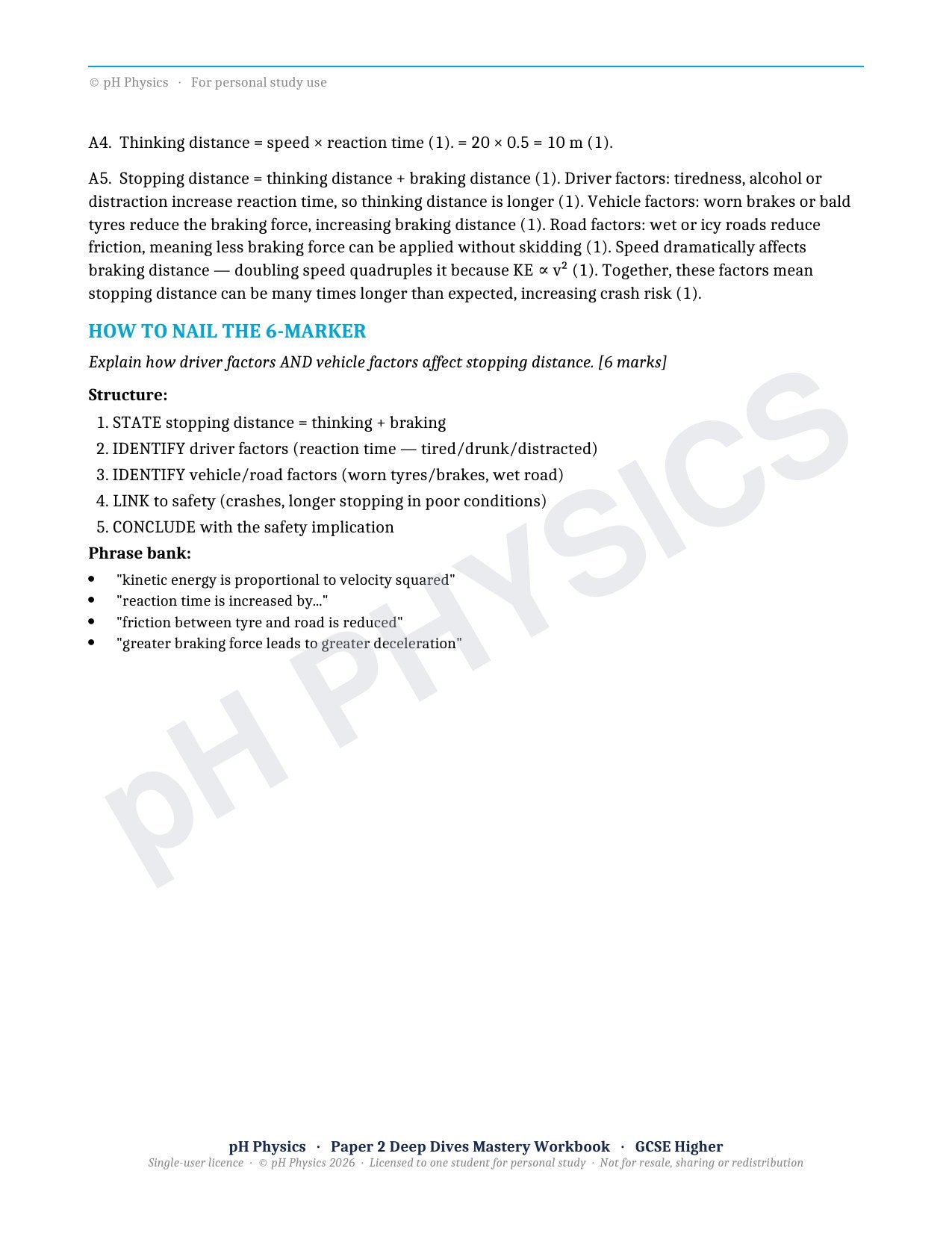 pH Physics · Paper 2 Deep Dives · Mastery Workbook