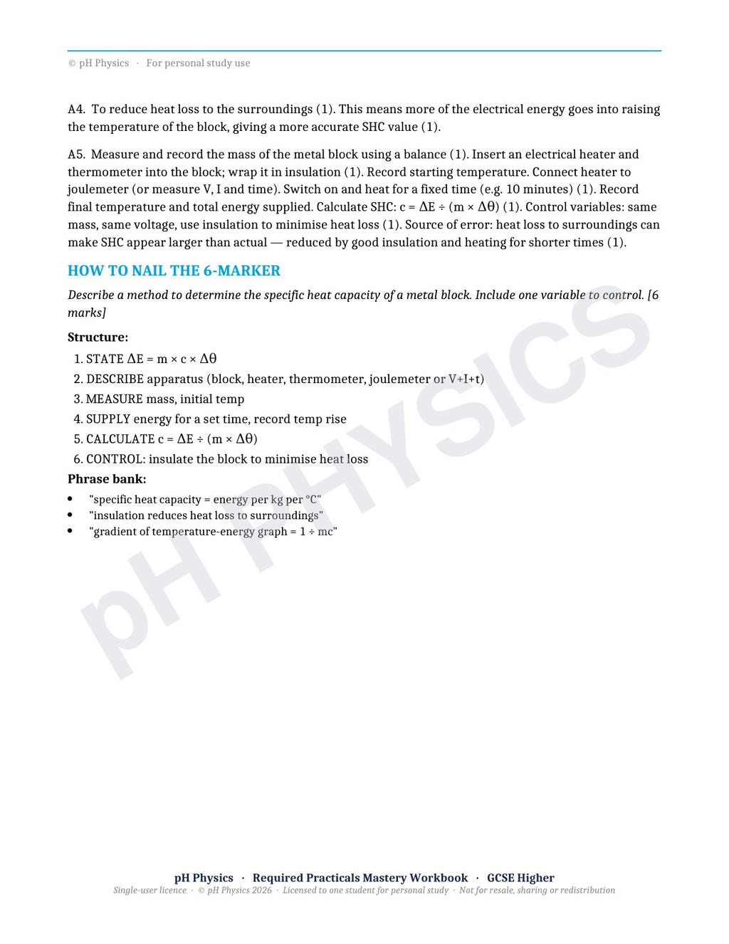 pH Physics · Required Practicals · Mastery Workbook