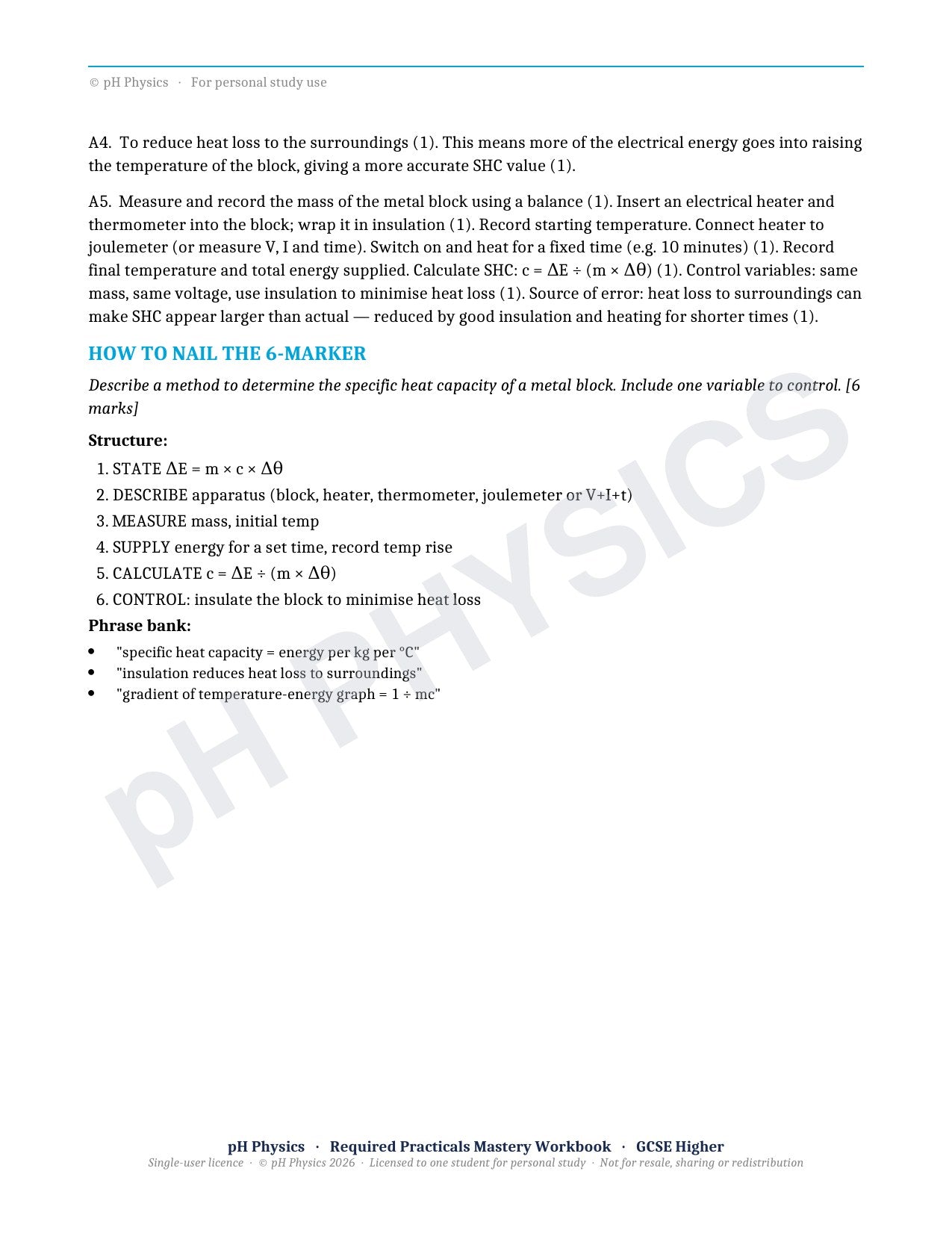pH Physics · Required Practicals · Mastery Workbook