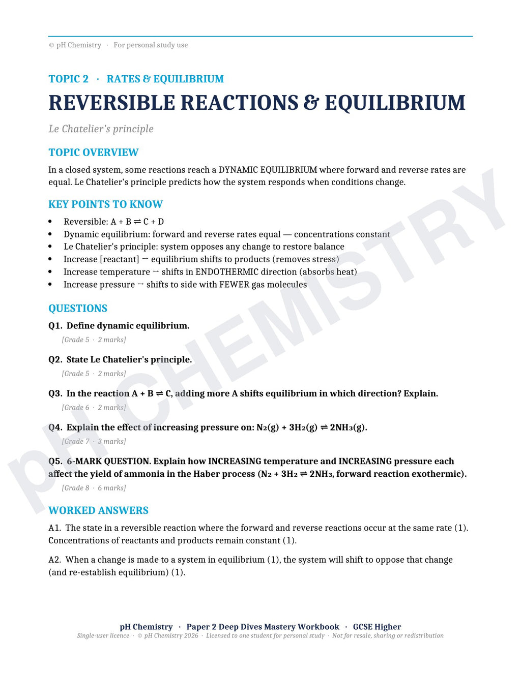 pH Chemistry · Paper 2 Deep Dives · Mastery Workbook