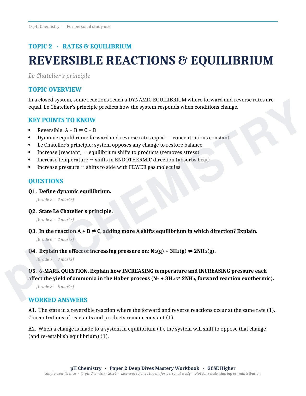 pH Chemistry · Paper 2 Deep Dives · Mastery Workbook