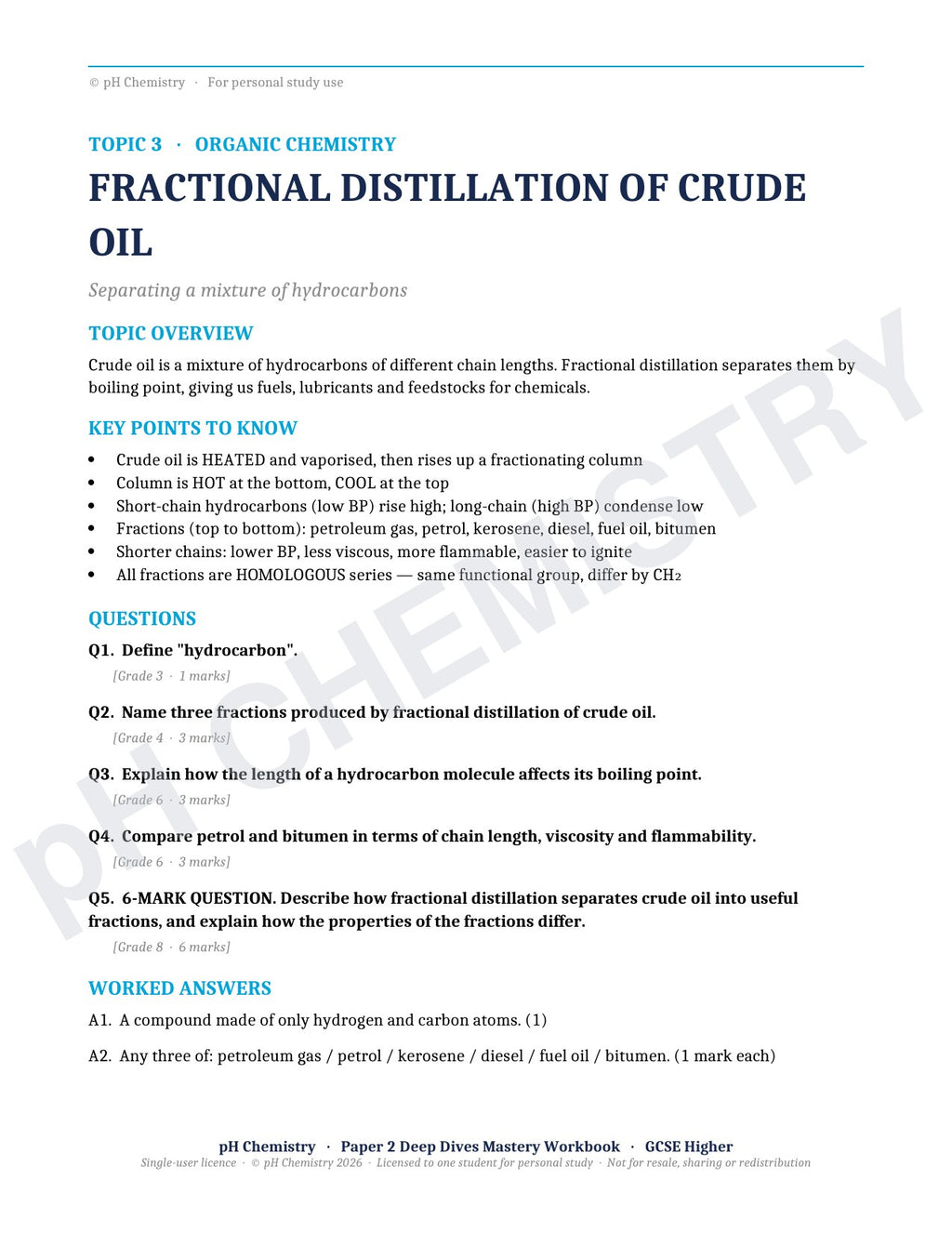 pH Chemistry · Paper 2 Deep Dives · Mastery Workbook