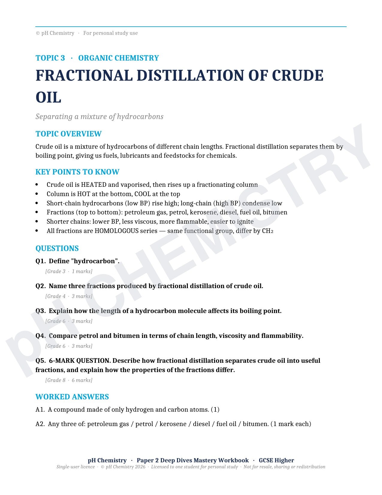 pH Chemistry · Paper 2 Deep Dives · Mastery Workbook